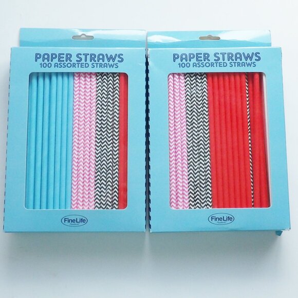 2 Boxes of Paper Straws 200 Straws Total 4 Different Colors Included - Picture 1 of 4